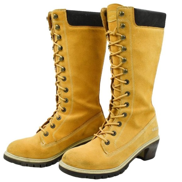 Vintage Lugz Y2K Tall Tan Leather Lace-up Boots - Picture 9 of 14